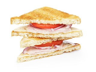toasted sandwich with ham, cheese and vegetables