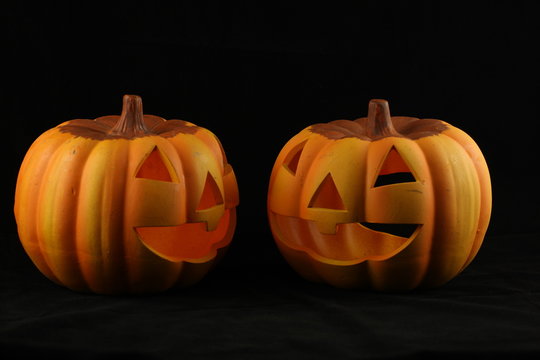 Two Halloween Pumpkins