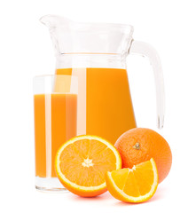 Orange fruit juice in glass jug
