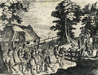 Latvian peasants wedding-party (1633, Livonia)