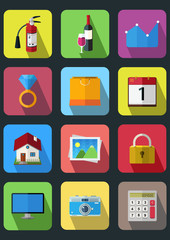 high detailed flat icon set