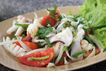 Thai style salad seafood shrimp and squid