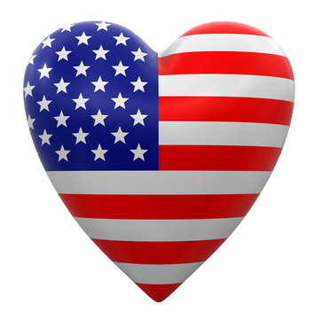 Heart with USA flag (clipping path included)