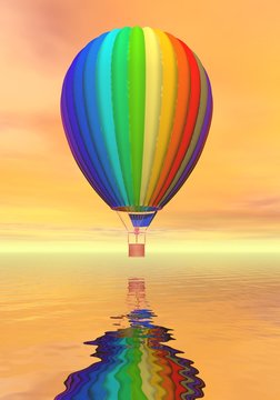 Colorful hot air balloon - 3D render