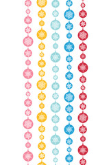 Vector Colorful Snowflakes Stripes Vertical Seamless Pattern