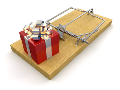 Mousetrap and gift (clipping path included)