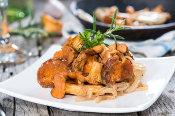 Plate with fried Chanterelles