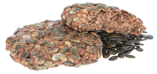 Bun with Pumpkin Seeds on white