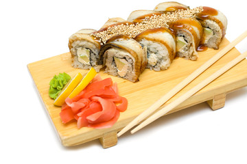 Eel sushi rolls, japanese gourmet food