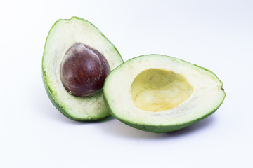 Sliced avocado on white background