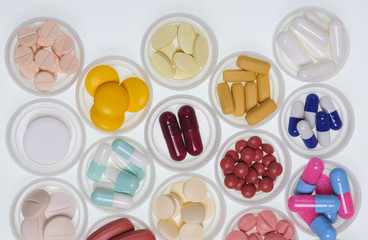 assortment of pills and capsules