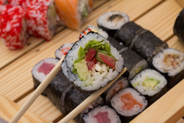 Sushi roll made dish