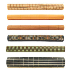 Rolled straw mat isolated