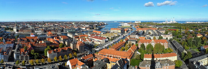 Fototapeta na wymiar Kopenhaga Dania Miasto Panoramiczny widok z lotu ptaka