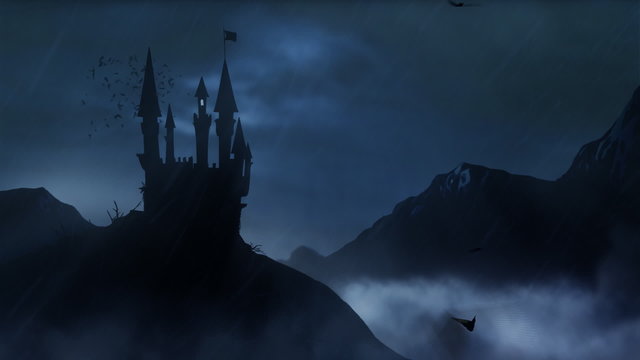 Spooky Castle in the storm - loop