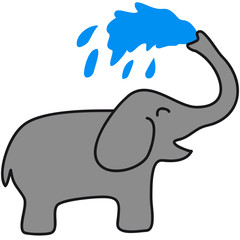 Happy Elephant Baby Plays With Water