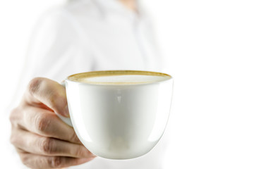 Offering you cup of coffee