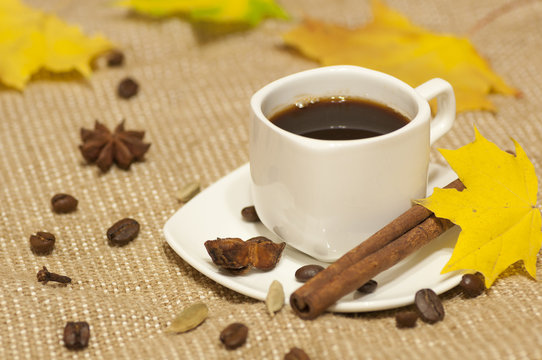 Autumn cup of coffee