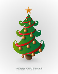 Merry Christmas tree with gold baubles EPS10 file.