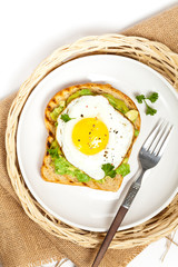 Healthy Breakfast. Egg and Avocado Toast