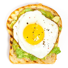 Healthy Breakfast. Egg and Avocado Toast.