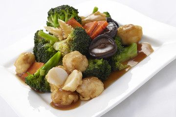 Stir fried vegetables with shrimp ball