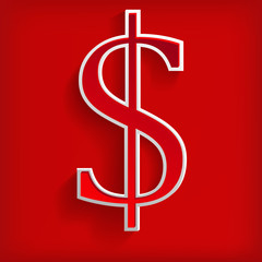 White dollar symbols on red background