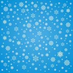 Christmas background with snowflakes. Blue Christmas card.