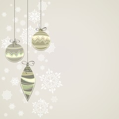 New year postcard. Christmas background with balls.
