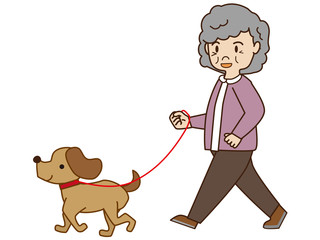 犬の散歩（シニア女性）