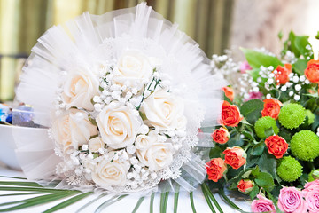 beautiful bridal bouquet at a wedding party