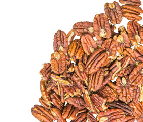 Pecan nuts over white background