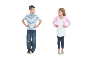 Fototapeta premium Young brother and sister looking at each other