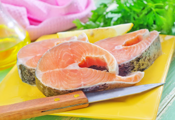 raw salmon on plate