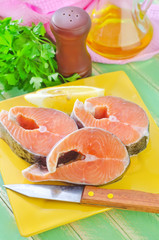 raw salmon on plate