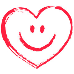 Ein rotes, locker gezeichnetes Smiley-Herz, Vektor/freigestellt - 57087913