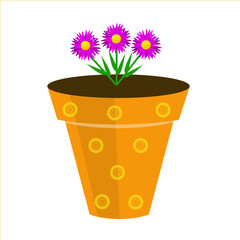 a beautiful room flower is in a pot, illustration