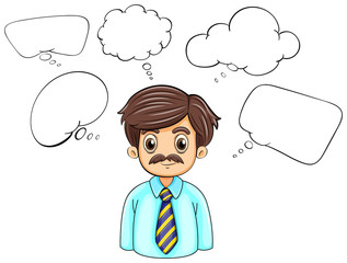 A businessman surrounded with empty callouts