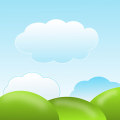 nature with green lawns and blue sky