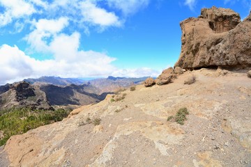Fototapeta na wymiar Wide angle shot of Gran Canaria mountains.