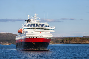 Obraz premium Big Norwegian passenger cruise ship at the sea