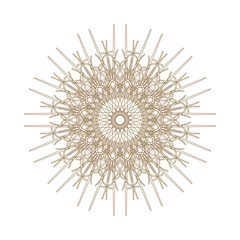 Decorative gold frame with vintage round patterns on white..