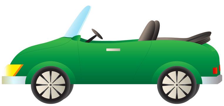 isolated green cartoon cabriolet car