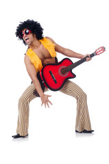 Fototapeta premium Male guitar player isolated on the white