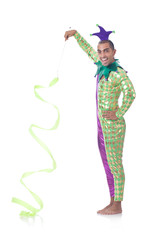 Clown with ribbon on white