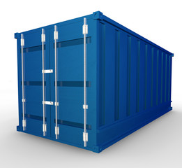 Container blu di metallo da trasporto