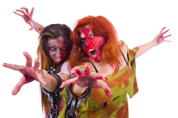 Woman vampire isolated on the background