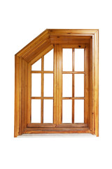 Wooden casement window isolated exterior side