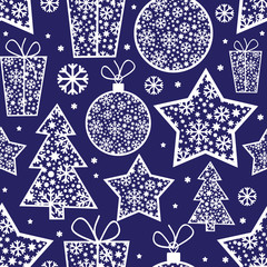 Christmas seamless pattern with decorative elements