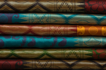 Colorful fabric rolls